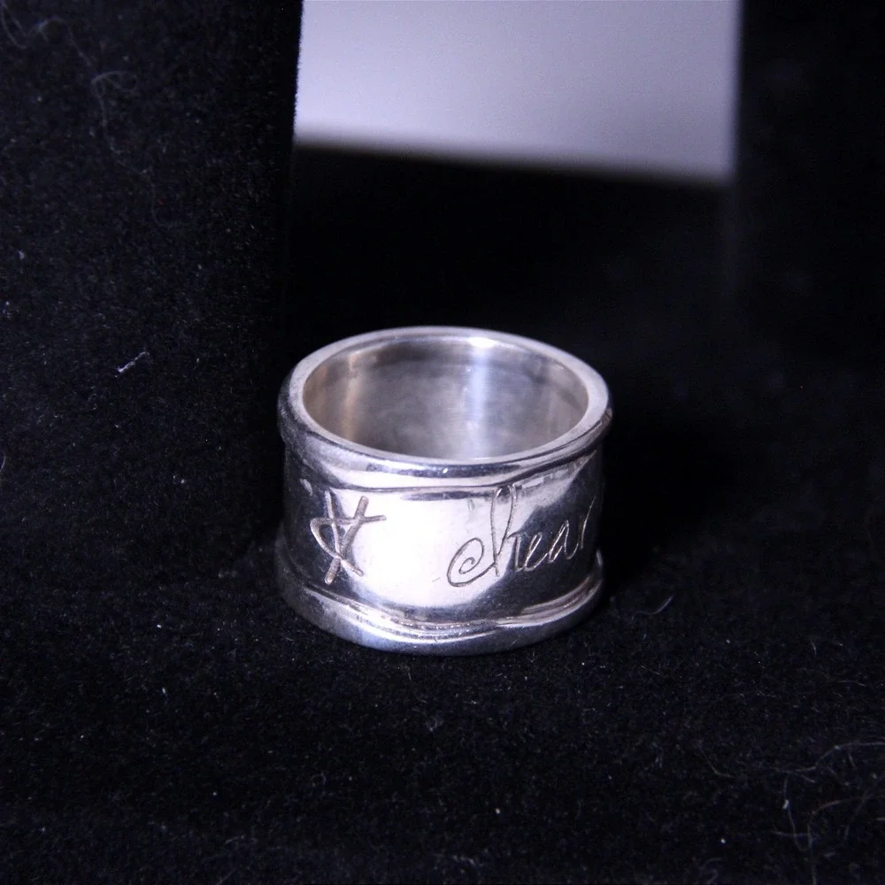 Shawns Sterling Silver Hear My Soul Speak Ring Heavy Chunky Brutalist Band 11.25
